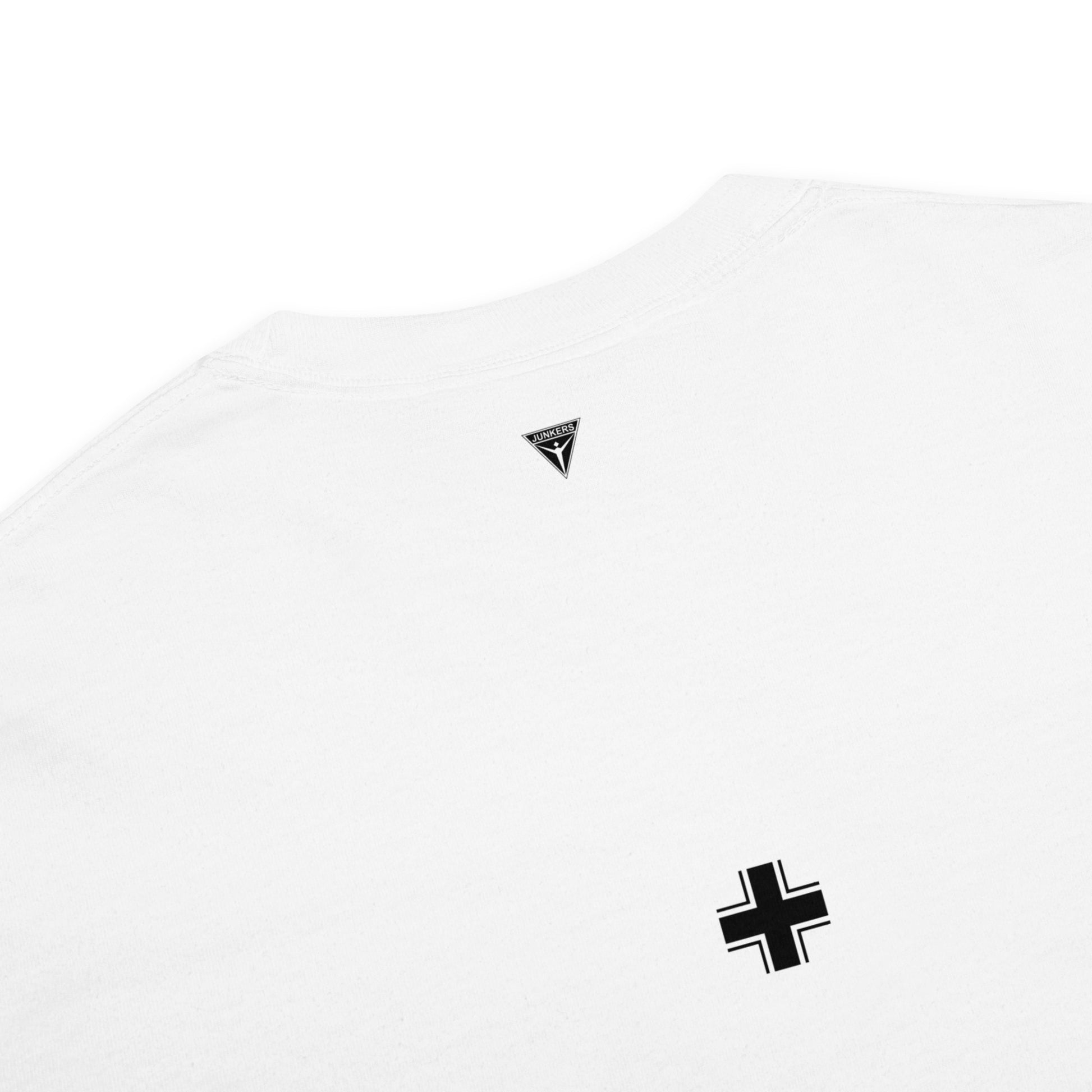 Hand-drawn schematic of the JUNKERS JU-87 STUKA DIVE BOMBER printed on a standard T-shirt.