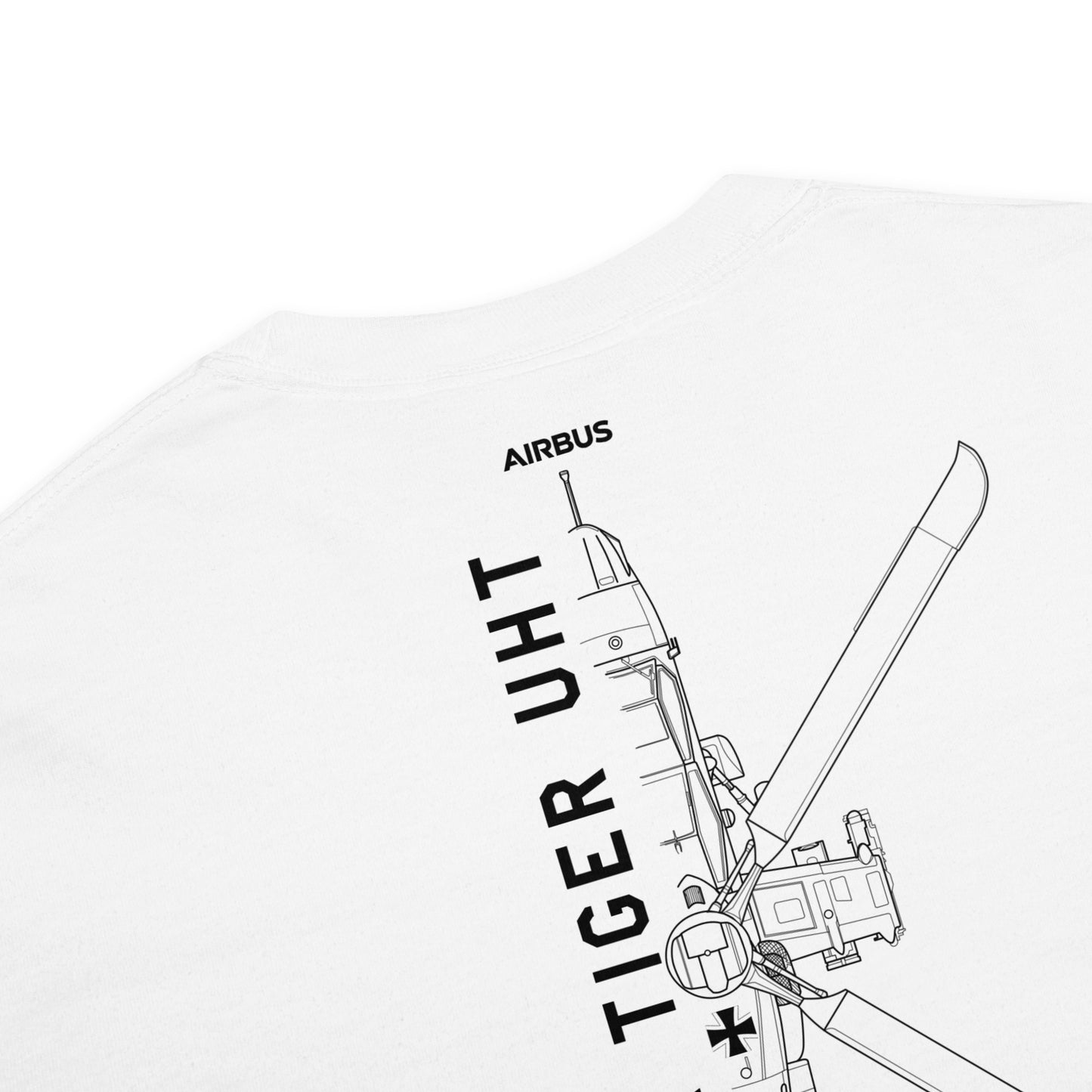 EUROCOPTER TIGER UHT — hand-drawn schematic artwork printed on standard T-shirt.