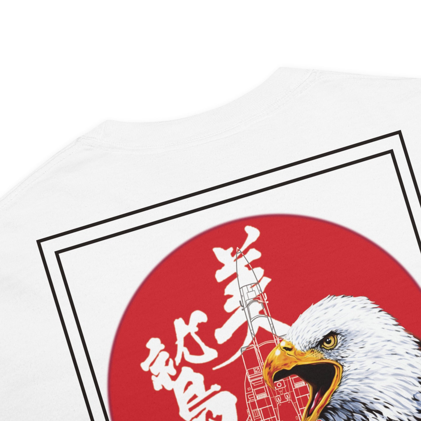 Hand-drawn schematic of the Mitsubishi F-15J Eagle 204th Tactical Fighter Squadron 2024 Churashima Air Fiesta on a standard t-shirt.