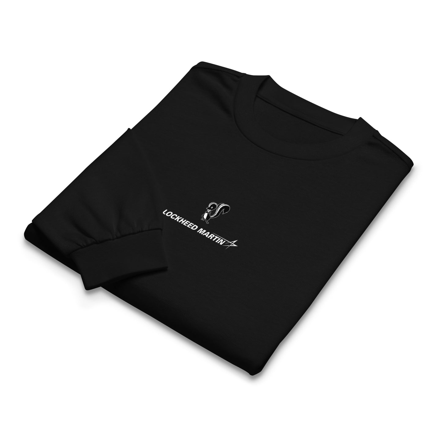 Hand-drawn schematic of the Lockheed Martin Skunk Works SR-72 Darkstar printed on a premium long-sleeve t-shirt.