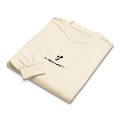 Hand-drawn schematic of the Lockheed Martin Skunk Works SR-72 Darkstar printed on a premium long-sleeve t-shirt.