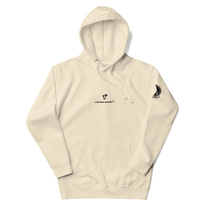 Hand-drawn schematic of the Lockheed Martin Skunk Works SR-72 Darkstar printed on a unisex hoodie.