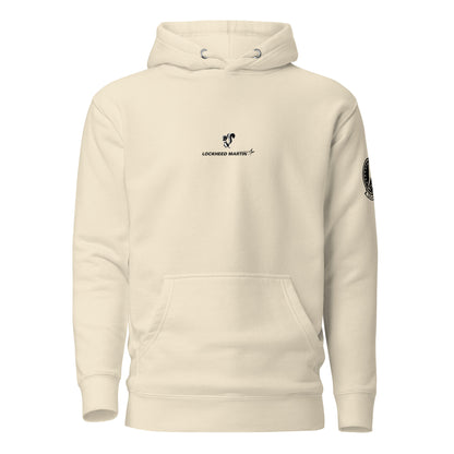 Hand-drawn schematic of the Lockheed Martin Skunk Works SR-72 Darkstar printed on a unisex hoodie.