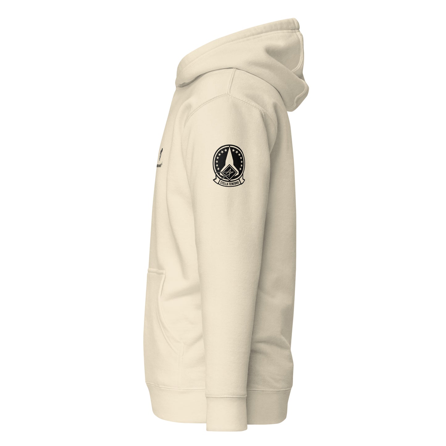 Hand-drawn schematic of the Lockheed Martin Skunk Works SR-72 Darkstar printed on a unisex hoodie.