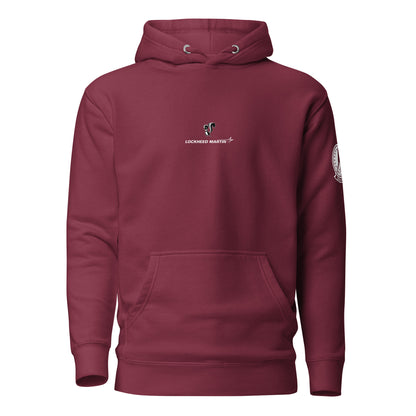 Hand-drawn schematic of the Lockheed Martin Skunk Works SR-72 Darkstar printed on a unisex hoodie.
