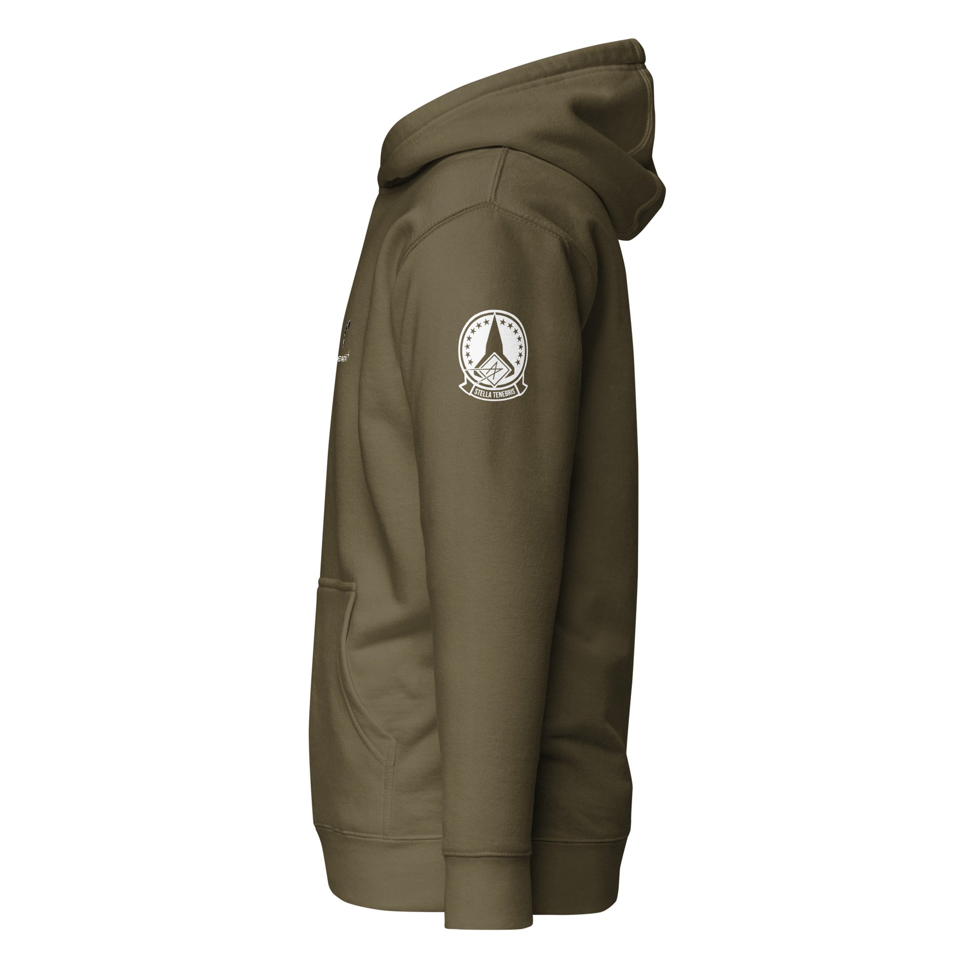 Hand-drawn schematic of the Lockheed Martin Skunk Works SR-72 Darkstar printed on a unisex hoodie.