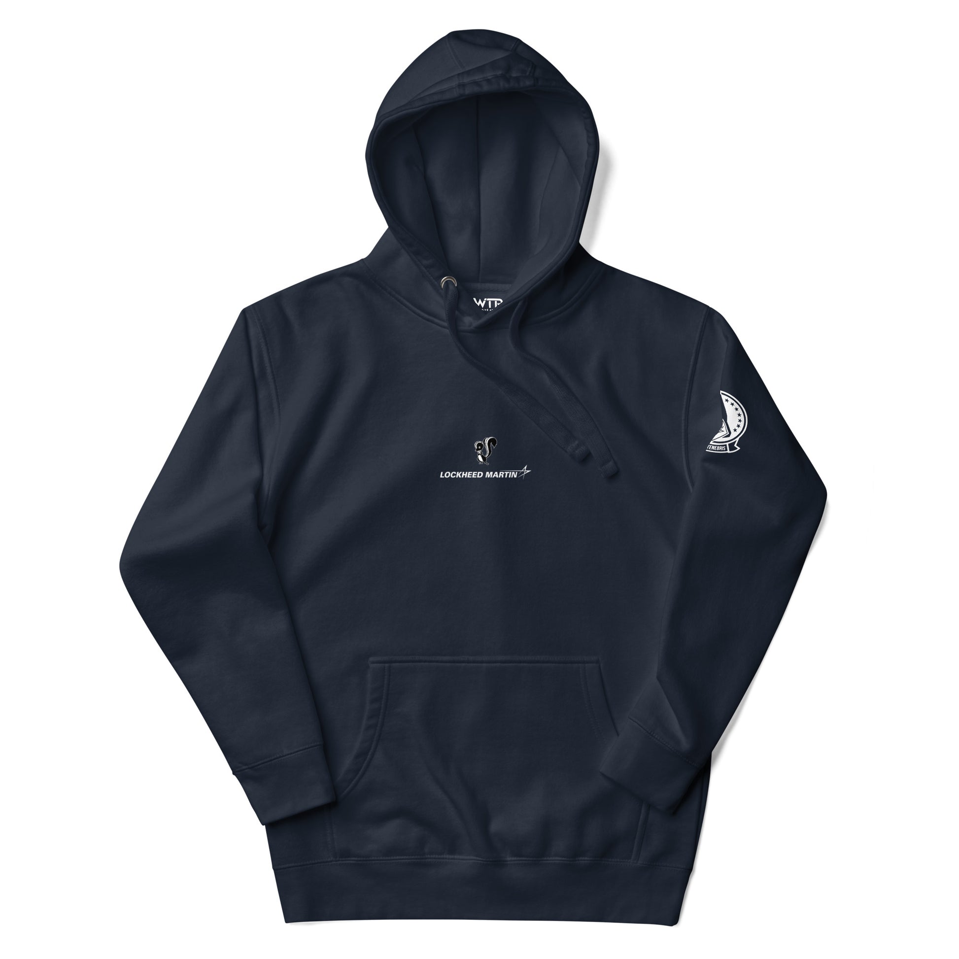 Hand-drawn schematic of the Lockheed Martin Skunk Works SR-72 Darkstar printed on a unisex hoodie.