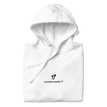 Hand-drawn schematic of the Lockheed Martin Skunk Works SR-72 Darkstar printed on a unisex hoodie.