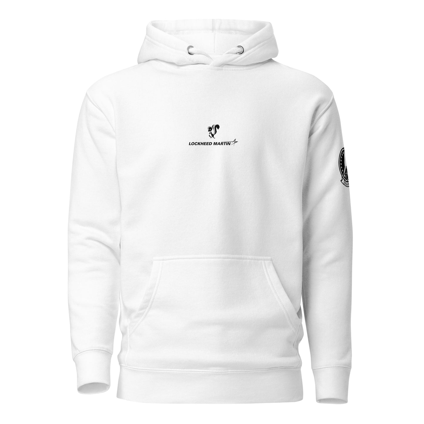 Hand-drawn schematic of the Lockheed Martin Skunk Works SR-72 Darkstar printed on a unisex hoodie.