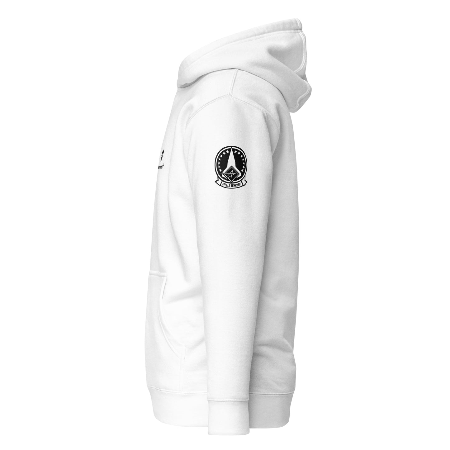 Hand-drawn schematic of the Lockheed Martin Skunk Works SR-72 Darkstar printed on a unisex hoodie.